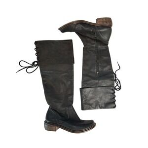 MIA Limited Edition Black Leather Lace Back Riding Boots Moto Boho Brazil 8M